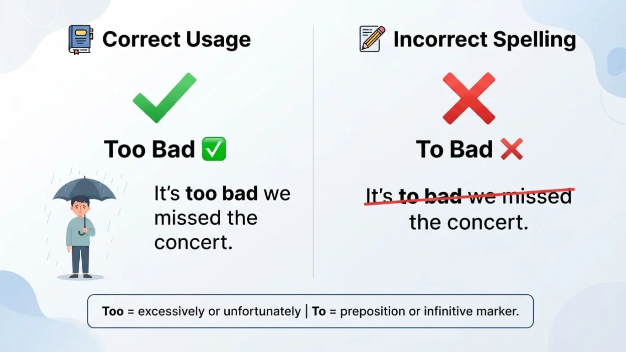 Too Bad vs To Bad