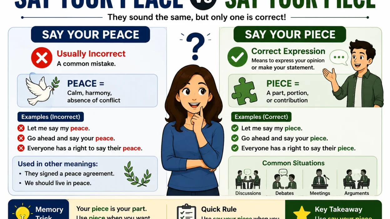 Say Your Peace vs Say Your Piece