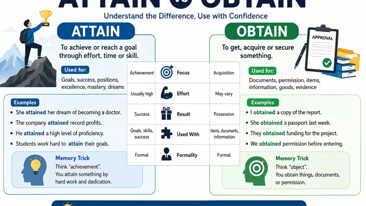 Attain vs Obtain